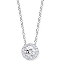 White Gold Round CZ Pendant On 18" Chain