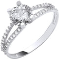 White Gold Split Shank CZ Engagement Ring 2.1g