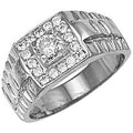 White Gold Square Top Gents CZ Ring