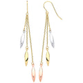 Y, W & Rg Twisted Tubes Hollow Drop Earrings