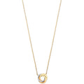 Y, W & Rose Gold Entwined 3 Rings CZ Necklace