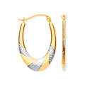 Y & White Gold Hollow Creole Earrings