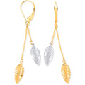 Y & White Gold Leaf Drop Earrings