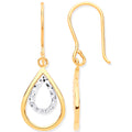Y & White Gold Teardrop Shaped Hook Earrings