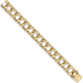 Yellow Gold 15mm Plain & Patterned Casted Curb Bracelet