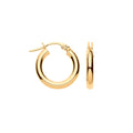 Yellow Gold 15mm Plain Tube Hoop Earrings