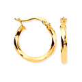Yellow Gold 16mm Faceted Hoop Earrings