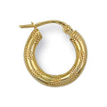 Yellow Gold 16mm Frosted Tube Hoop Earrings
