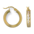 Yellow Gold 19mm CZ Hoop Earrings