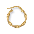 Yellow Gold 21mm Twisted Hoop Earrings 1g