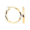 Yellow Gold 22mm Faceted Hoop Earrings