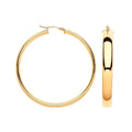 Yellow Gold 46mm Court Shape Tube Hoop Earrings
