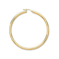 Yellow Gold 55mm Plain Tube Hoop Earrings