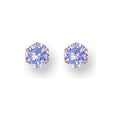 Yellow Gold 5mm Claw Set Lavander CZ Studs