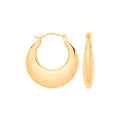 Yellow Gold Curved Creole Hollow Hoop Earrings