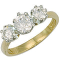 Yellow Gold CZ 3 Stone CZ Ring