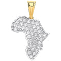 Yellow Gold CZ Africa Map Hollow Pendant