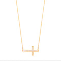 Yellow Gold CZ Cross 17" Chain