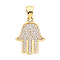 Yellow Gold CZ Hamsa Pendant