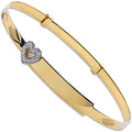 Yellow Gold CZ Heart D/c Expandable Baby Bangle