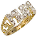 Yellow Gold CZ Id Sides Mum Ring