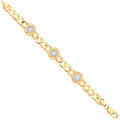 Yellow Gold CZ Round Charm Baby/ladies Curb Bracelet