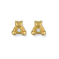 Yellow Gold CZ Teddy Bear Studs