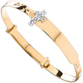 Yellow Gold D/c Expandable Baby Bangle CZ Cross
