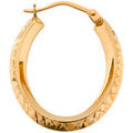 Yellow Gold D/c Oval Hoop Earrings 0.8g