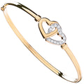 Yellow Gold Double CZ Heart Bangle