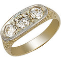 Yellow Gold Gents 3 Stone CZ Ring 5g