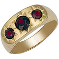 Yellow Gold Gents 3 Stone Garnet Ring 6.3g