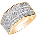 Yellow Gold Gents Five Row CZ Ring