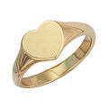 Yellow Gold Heart Plain Maiden Signet Ring 2.8g