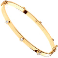 Yellow Gold Hollow Oval CZ Baby Bangle