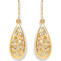 Yellow Gold Hook Oval Drop Earrings