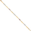 Yellow Gold Ladies Bracelet With Amethyst & Blue Topaz