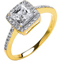 Yellow Gold Ladies Princes Centre CZ Ring