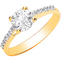 Yellow Gold Ladies Single Stone CZ Shoulder Engraved Heart Ring 2.5g (£325)