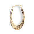 Yellow Gold Oval Ribbed Hoop Earrings