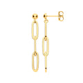 Yellow Gold Paper Clip Plain Drop Earrings