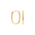 Yellow Gold Plain Hinged Oval Hoop Huggies