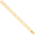 Yellow Gold Plain & Nugget 13mm Link Flat Curb Chain