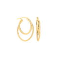Yellow Gold Plain & Twisted Oval Hoop Earrings