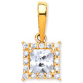 Yellow Gold Princess Cut CZ Centre Pendant