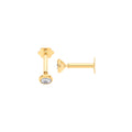 Yellow Gold Rd Brilliant CZ Earrings Cartilage Stud
