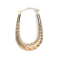 Yellow Gold Ribbed Oval Creoles 1.2g