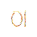 Yellow Gold & Rose Gold Russian Wedding Oval Hoop Earrings