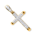 Yellow Gold Round Tubed CZ Cross 3.8g
