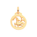 Yellow Gold Round Zodiac Pendant Capricorn